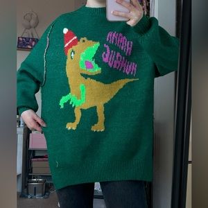 RARE UO Bah Humbug Dinosaur Sweater